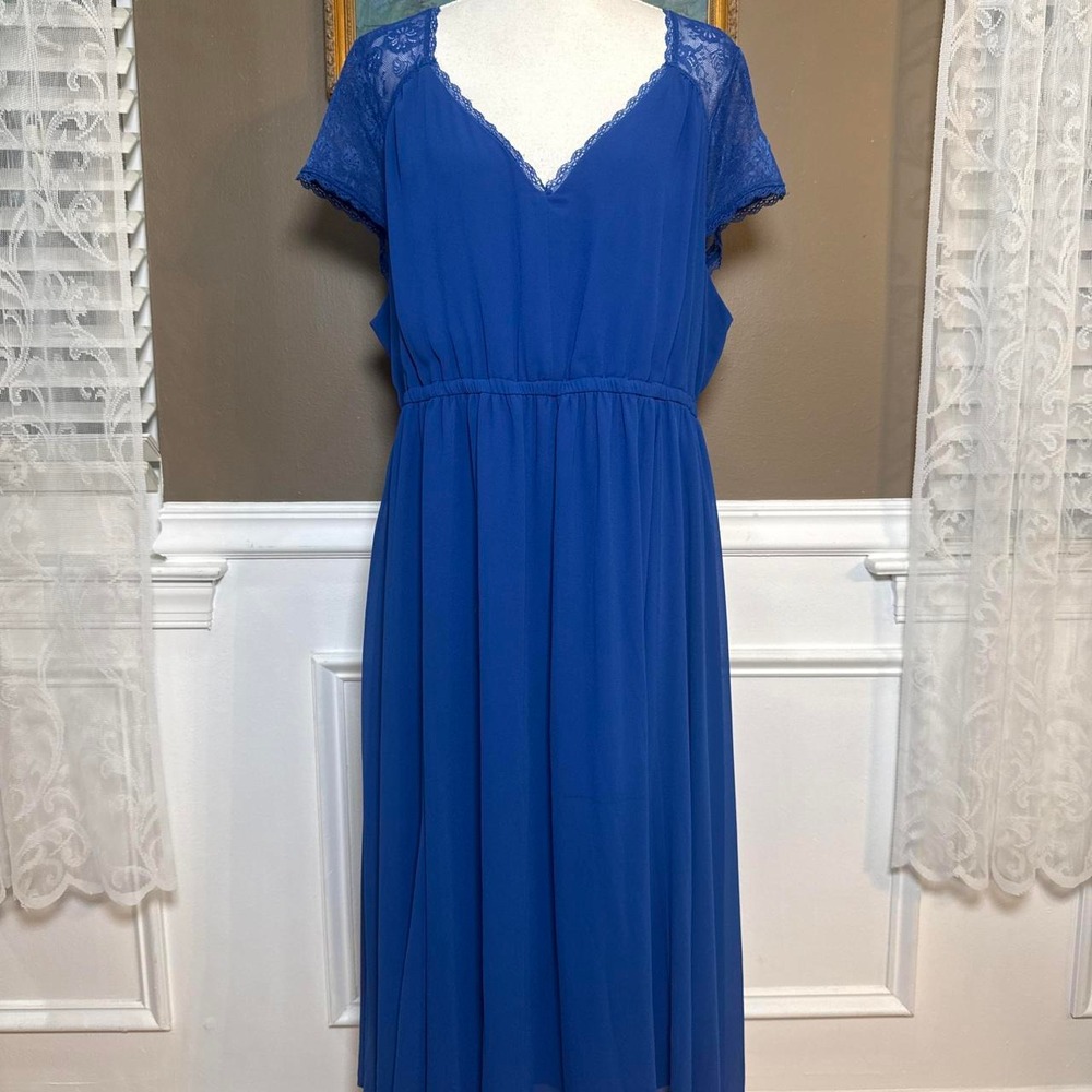 Torrid Cobalt Blue Lace Midi Dress Plus Size Romantic Size 16